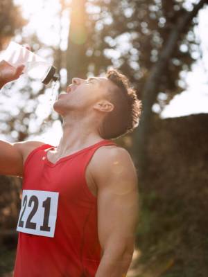 Athlete staying hydrated