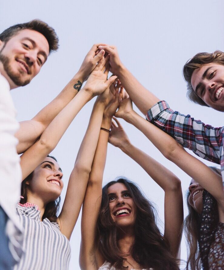 Group of friends supporting each other